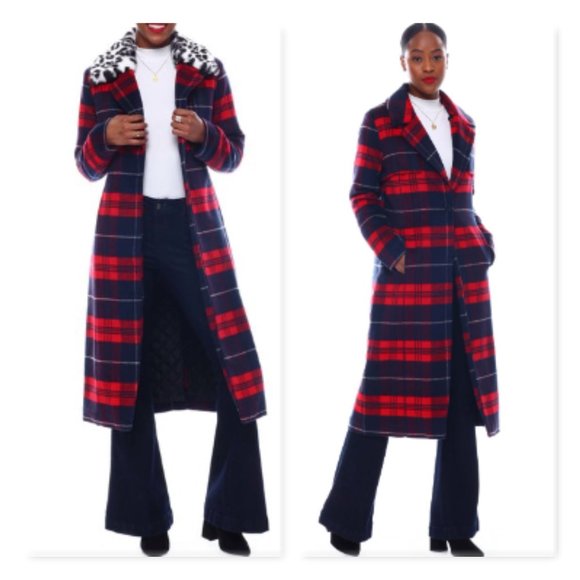 NVLT Plaid Maxi Wool Trench Coat - Picture 1 of 9